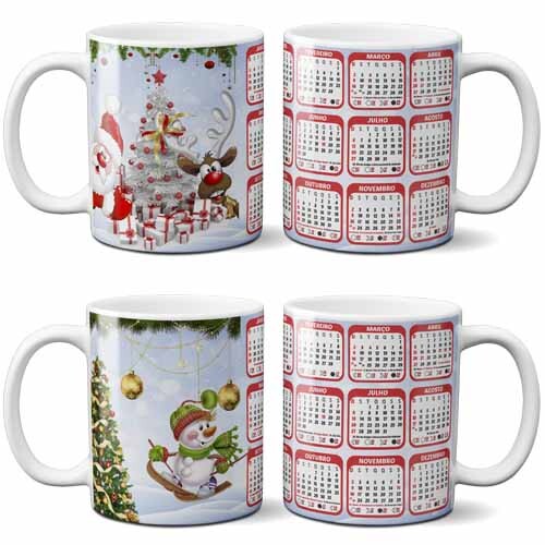 Pack Artes Estampas Natal Papai Noel Canecas Calendário 2026