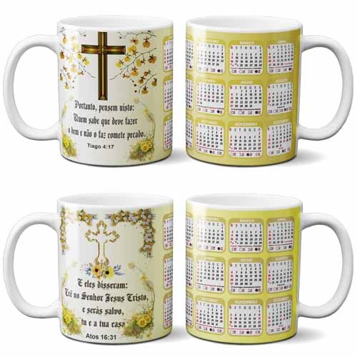 Estampas Canecas Religiosas Calendários 2026 Sublimação