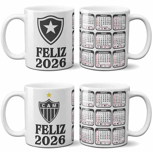 Artes Canecas Calendários 2026 Sublimação Times Canecas Pack