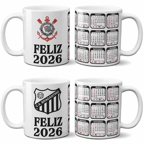 Artes Canecas Calendários 2026 Sublimação Times Canecas Pack