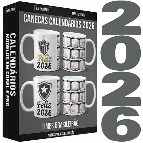 Pacote Artes Calendários 2026 Sublimação Pack1 Canecas