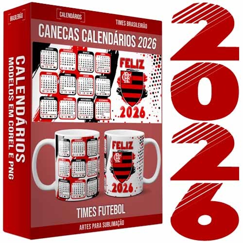 Estampas Canecas Calendários 2026 Corel Times Sublimação 2