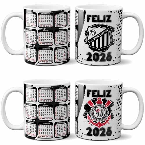 Pack 25 Artes Canecas Times Calendários 2026 Sublimação Core