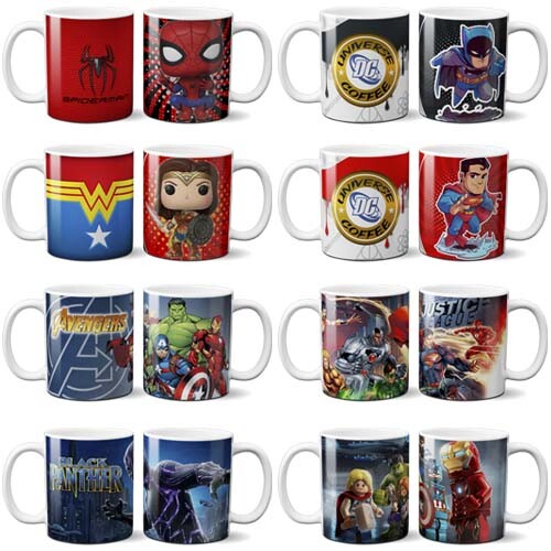 Artes Premium Super Heróis Sublimação Canecas Mockups