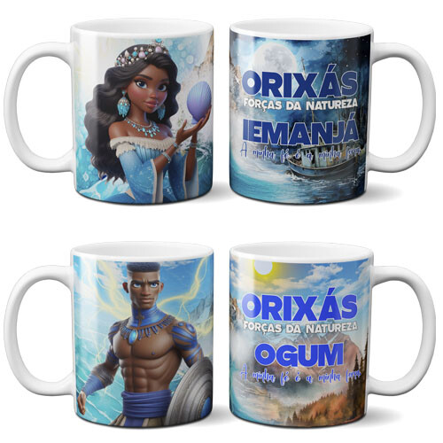 Kit Digital 12 Artes Orixás Premium Canecas Editáveis