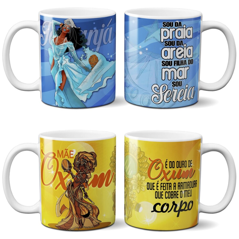 Estampas Editáveis Sublimação Canecas Umbanda Orixás Mockups