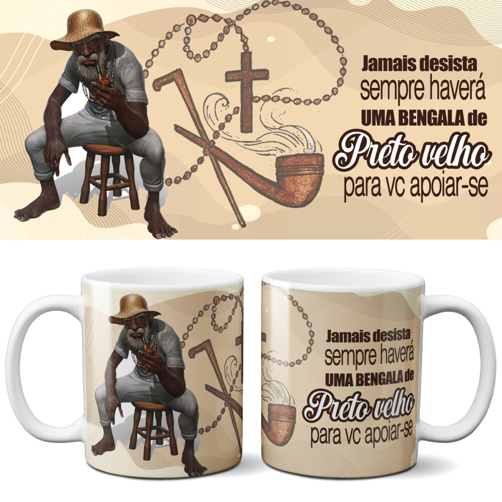 Estampas Editáveis Sublimação Canecas Umbanda Orixás Mockups