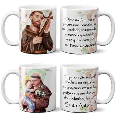 Pacote 30 Artes Editáveis Canecas Santos Católicos Mockups