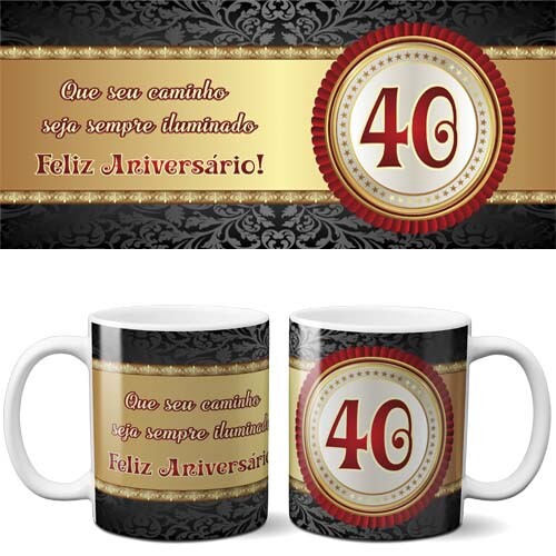 Artes Canecas Aniversário Parabéns Editáveis 40 Estampas