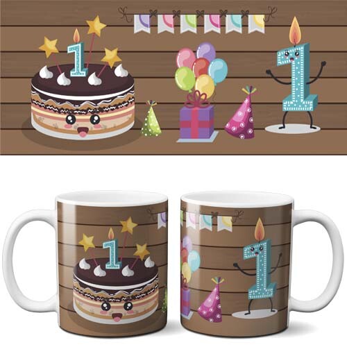 Artes Canecas Aniversário Parabéns Editáveis 40 Estampas