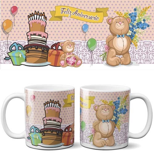 Artes Canecas Aniversário Parabéns Editáveis 40 Estampas