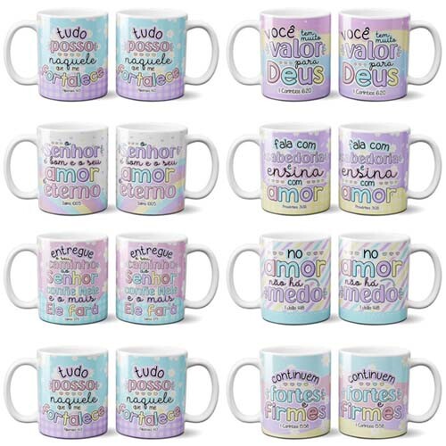 Pack Artes Lettering Gospel Evangélicas Sublimação Canecas