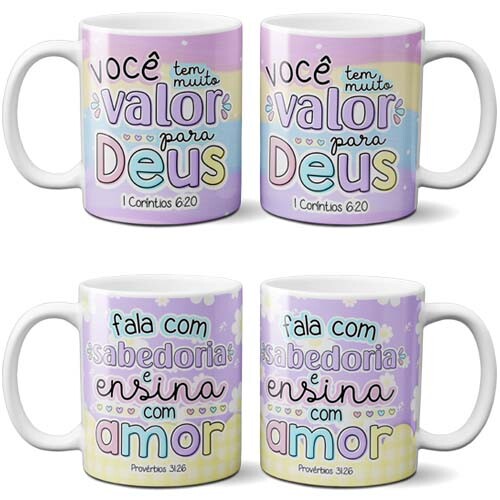 Artes Gospel Evangélicas Lettering Sublimação Canecas Mockup