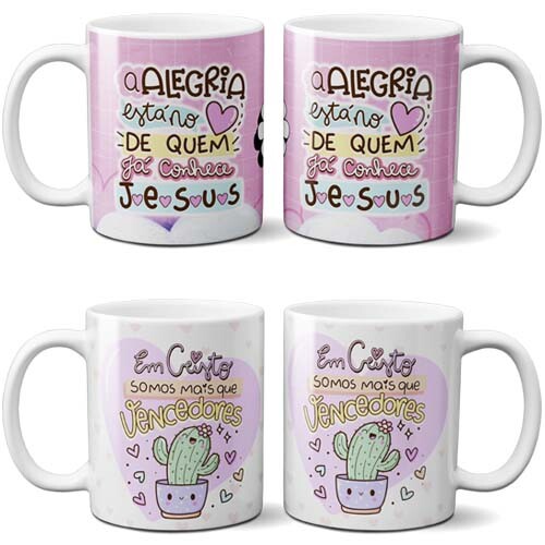 Artes Gospel Evangélicas Lettering Sublimação Canecas Mockup