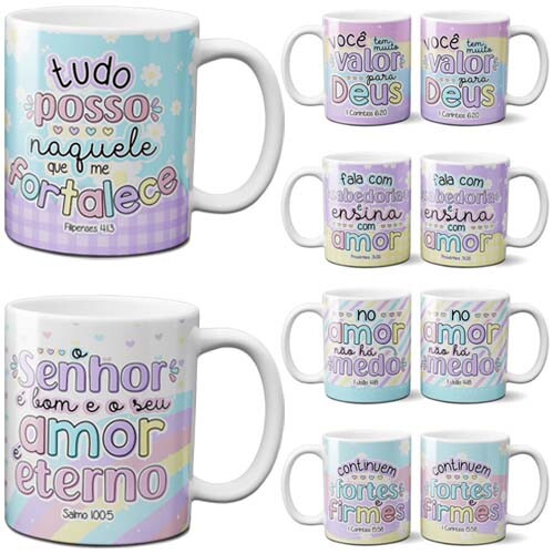 Estampas Gospel Lettering Evangélicas Sublimação Canecas Mocku
