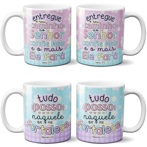 Pacote Artes Lettering Sublimação Canecas Gospel Evangélicas