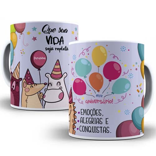Artes Canecas Aniversário Parabéns 70 Estampas Sublimação