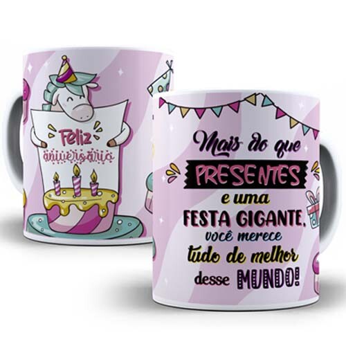 Artes Canecas Aniversário Parabéns 70 Estampas Sublimação