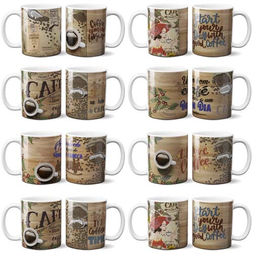 Estampas Café Sublimação Canecas Artes Editáveis
