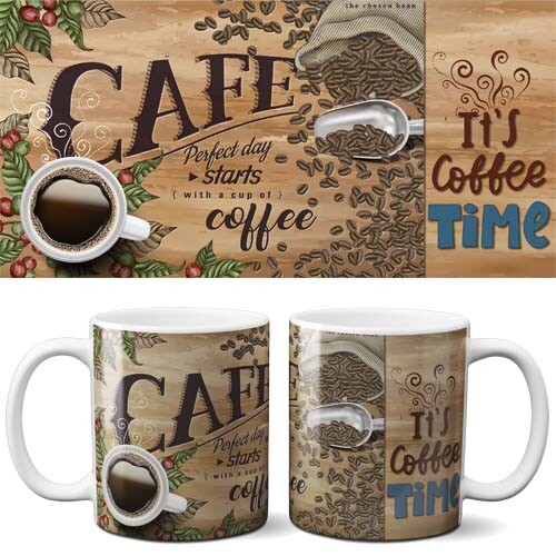 Pacote Artes Café Sublimação Canecas Editáveis Mockups