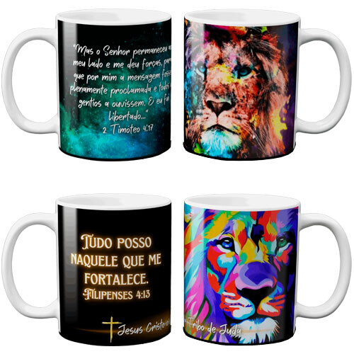 Artes Leão de Judá Gospel Sublimação Canecas Mockups Estampa