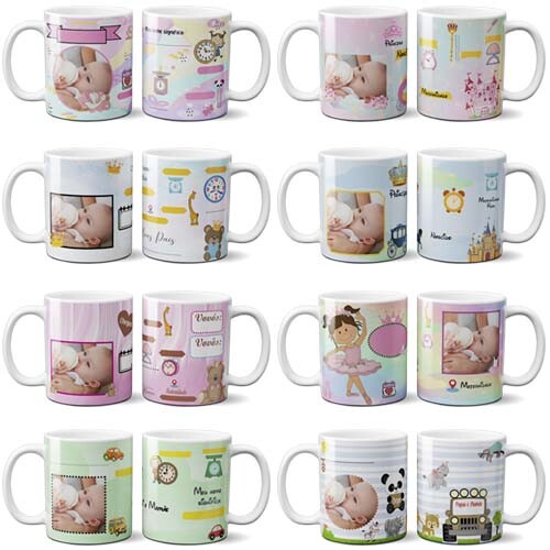 Estampas Nascimento Recem Nascido Sublimação Canecas Mockups