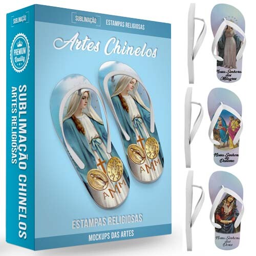 Estampas Chinelos Católicos Religiosos Mockups Artes Sublimaçã