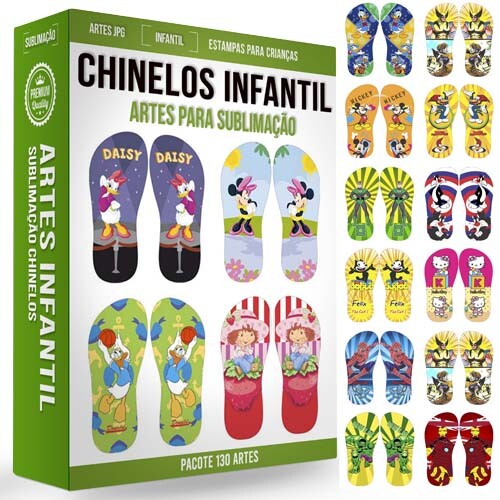 Estampas Dia Crianças Pack 2 Chinelos Infantil Sublimação