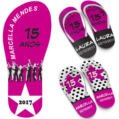 Artes Prontas Chinelos Aniversário 15 Anos Gabaritos
