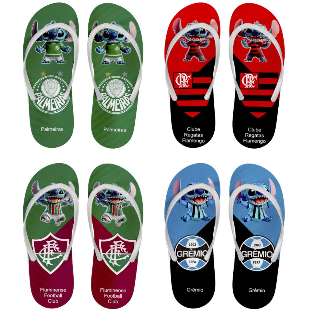 Artes Stitch Torcedor Times Futebol Sublimação Chinelos Mockups