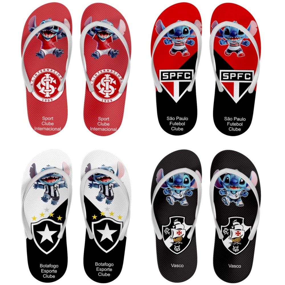 Artes Stitch Torcedor Times Futebol Sublimação Chinelos Mockups