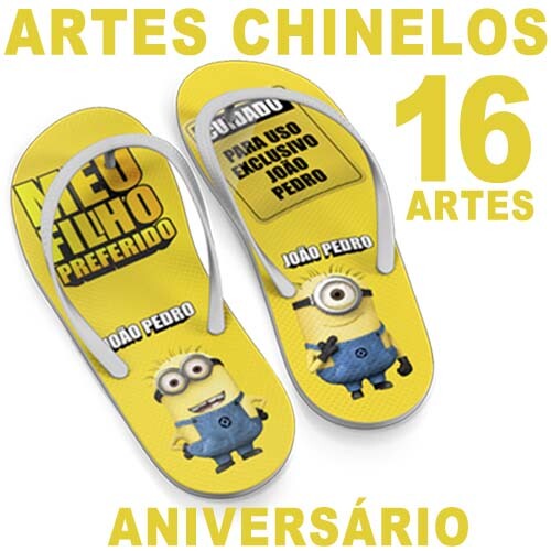 Estampas Chinelos Aniversário Artes Sublimação Gabaritos