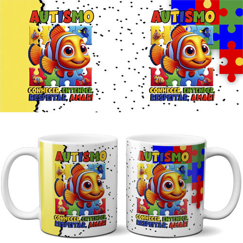 Artes Autista Autismo Estampas Sublimação Canecas Mockups