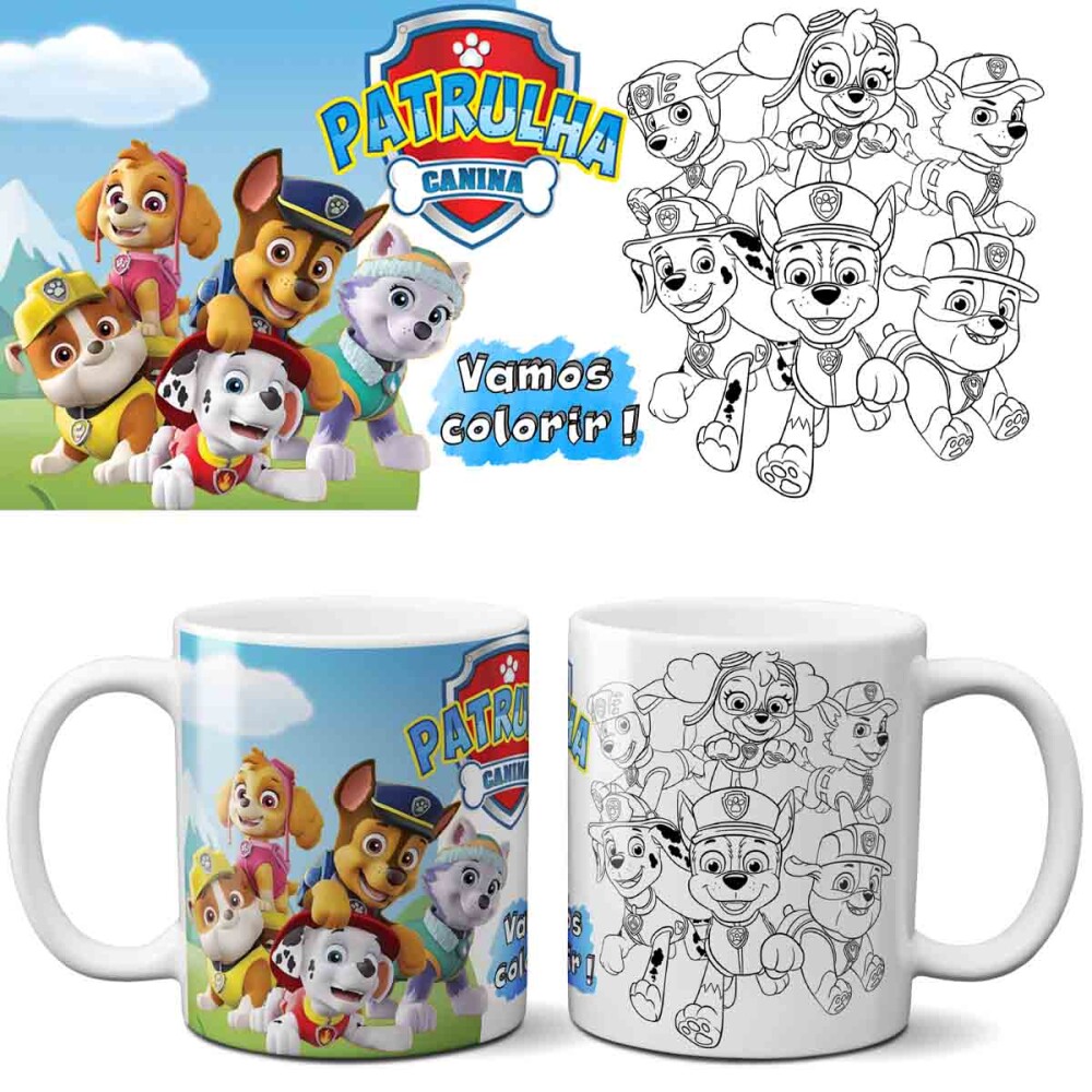 Pack 20 Artes Png Colorir Canecas Dia das Crianças Infantil