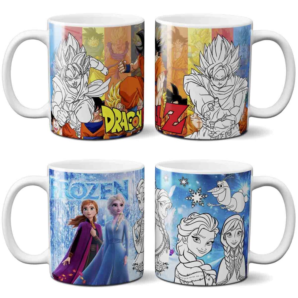 Pack 20 Artes Png Colorir Canecas Dia das Crianças Infantil