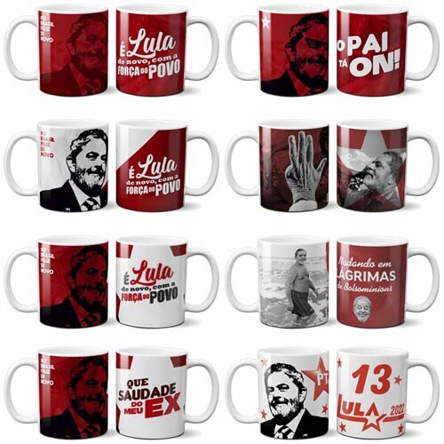Pack 20 Artes Sublimação Canecas Lula PT Eleições 2026