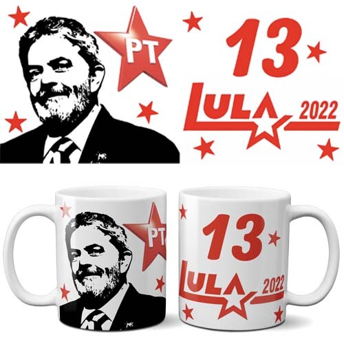 Pack 20 Artes Sublimação Canecas Lula PT Eleições 2026