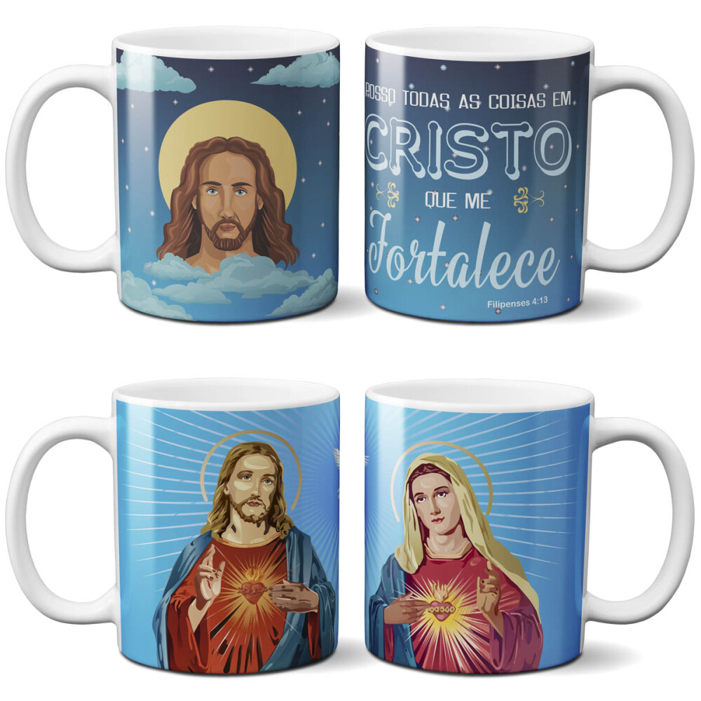 Artes Editáveis Canecas Religião Mockups Estampas Religiosas