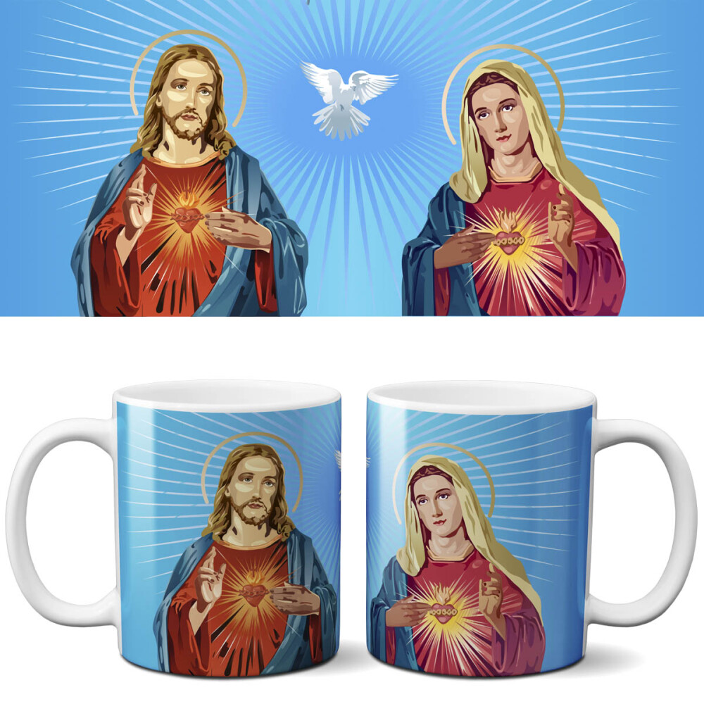 Artes Editáveis Canecas Religião Mockups Estampas Religiosas