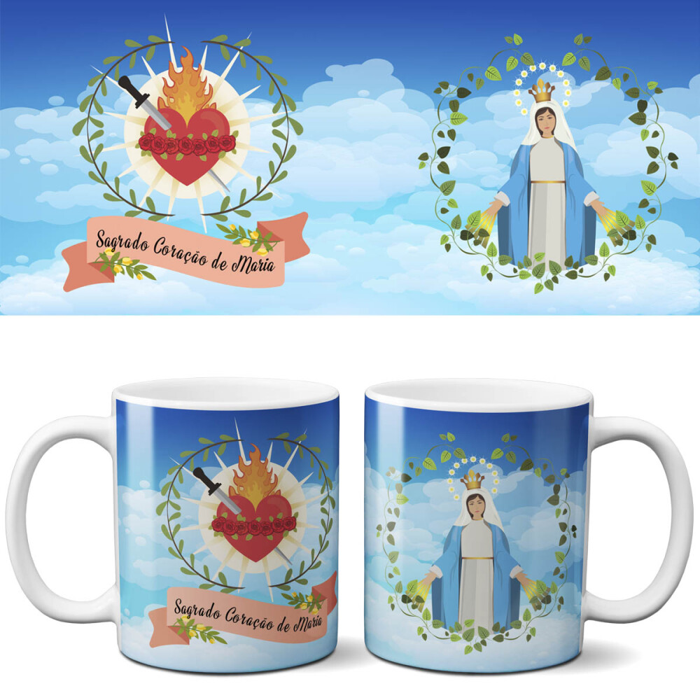 Artes Editáveis Canecas Religião Mockups Estampas Religiosas