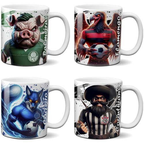 Estampas Times Mascotes Futebol Sublimação Artes Canecas