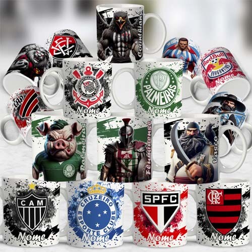 Pack Artes Canecas Times Mascotes Futebol Sublimação Vol.2