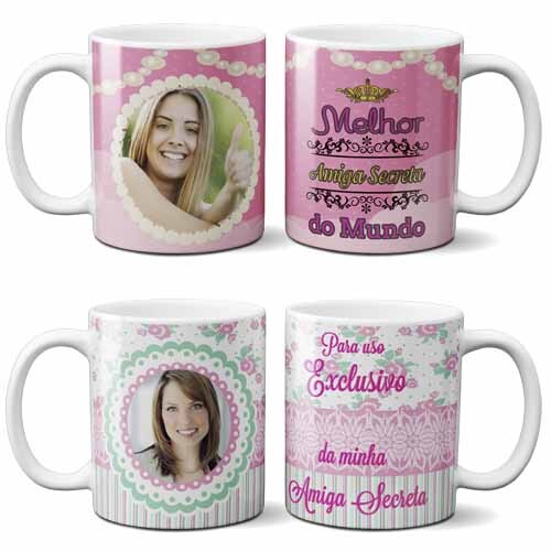 Pacote Artes Canecas Amigo Oculto Secreto Editável Mockups