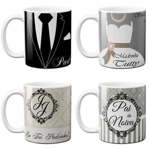 Pacote Artes Canecas Casamento Noivo Noiva Padrinhos Psd
