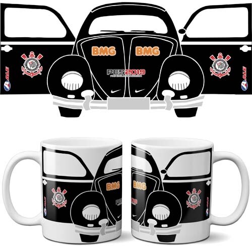 Estampas Canecas Fusca Artes Editáveis Mockups Sublimação
