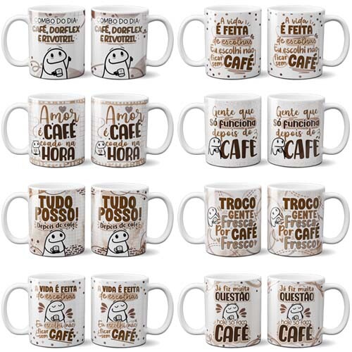 Artes Canecas Flork Café Editáveis Corel Mockups Sublimação