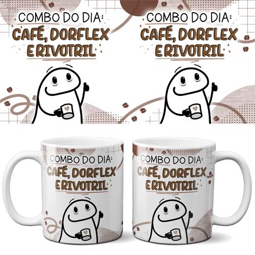 Artes Canecas Flork Café Editáveis Corel Mockups Sublimação
