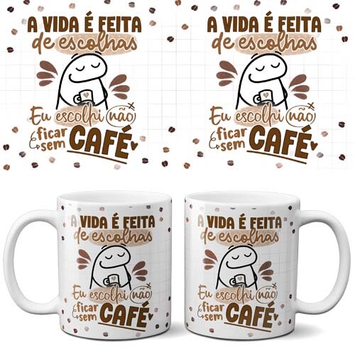 Artes Canecas Flork Café Editáveis Corel Mockups Sublimação