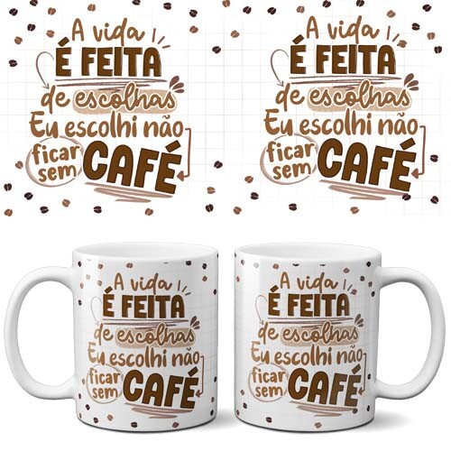 Artes Canecas Flork Café Editáveis Corel Mockups Sublimação
