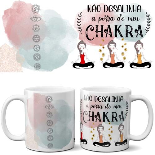 Artes Chakras Yoga Sublimação Estampas Canecas Mockups